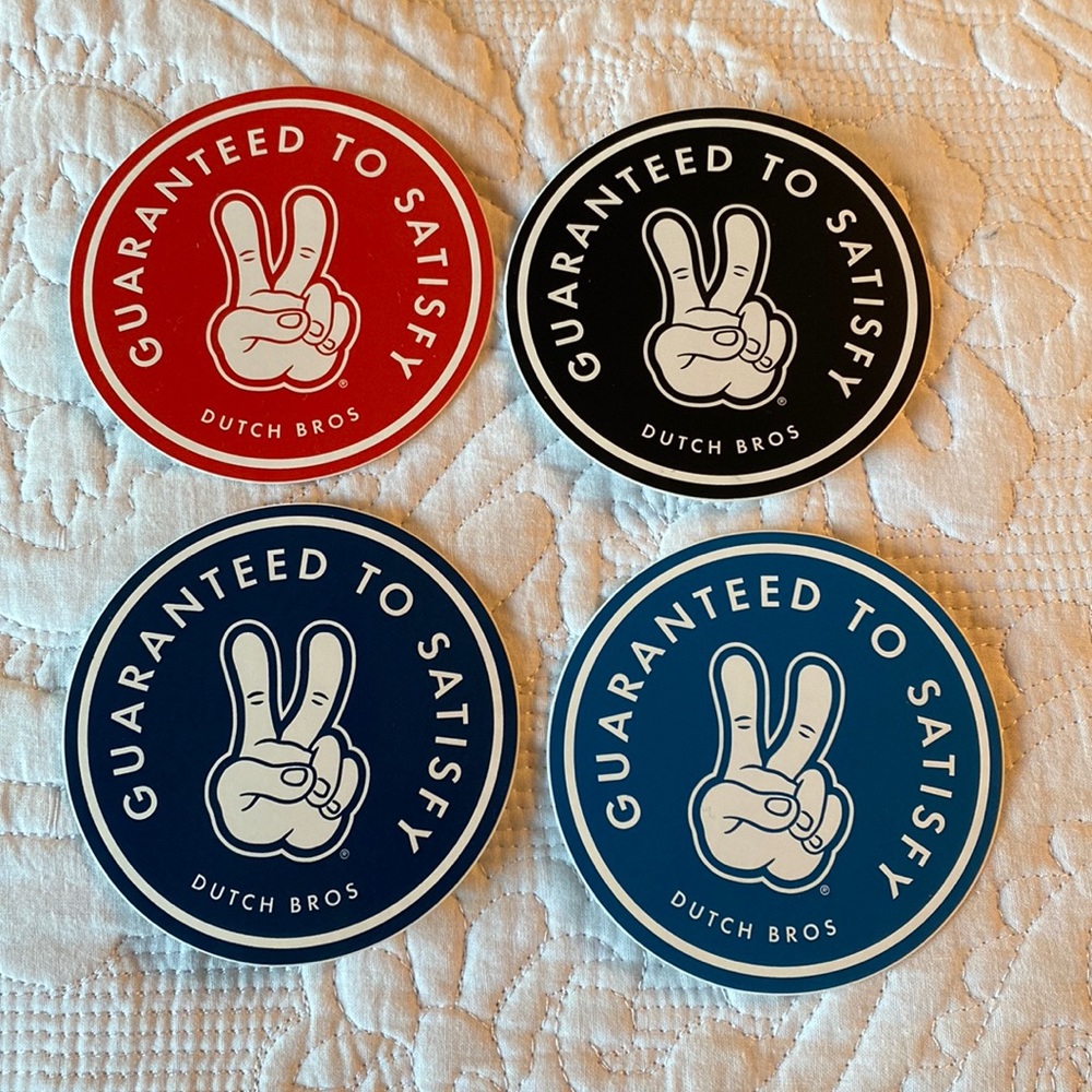 Dutch Bros four pack stickers
